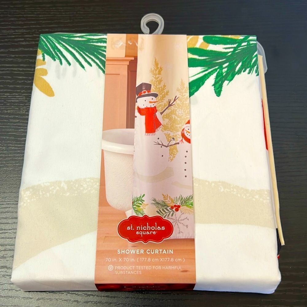 St. Nicholas Square Holiday Snowman Themed Shower Curtain